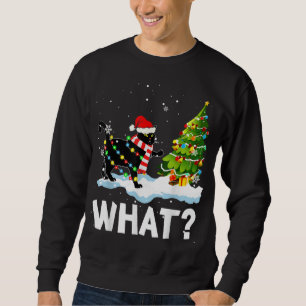 Sweatshirt Quel drôle Père Noël Chat Poussant l'arbre de Noël