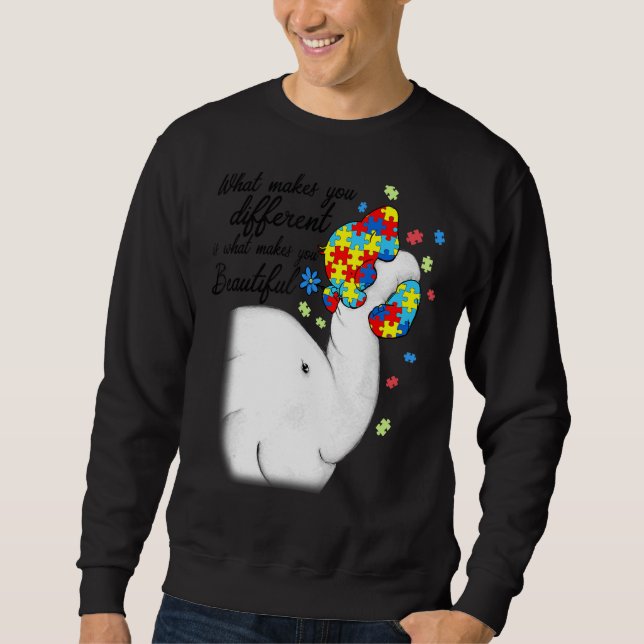 Sweatshirt Qu'est-ce qui vous rend différents Eléphant Autist (Devant)