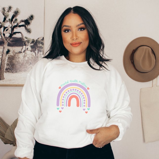 Sweatshirt Questions de santé mentale | Rainbow Peach Candy (Mental Health Matters Sweatshirt | Rainbow Peach Candy | Aesthetic Sweater)