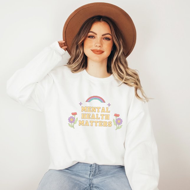 Sweatshirt Questions de santé mentale | Super Rainbow Peach C (Mental Health Matters Sweatshirt | Groovy Rainbow Peach Candy | Aesthetic Sweater)