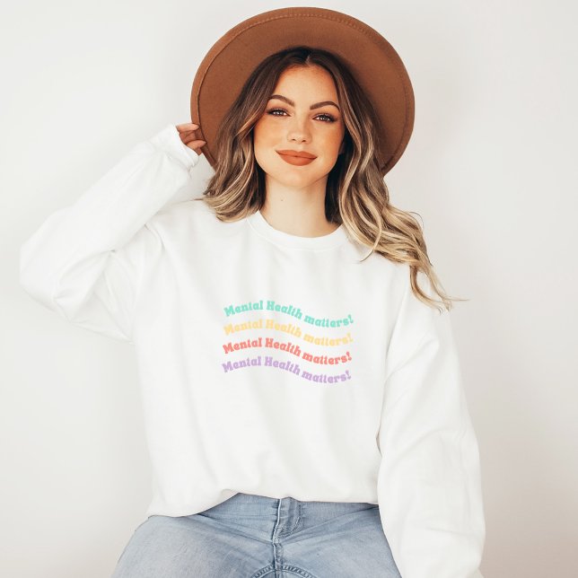 Sweatshirt Questions de santé mentale | Wavy Retro Peach Cand (Mental Health Matters Sweatshirt | Wavy Retro Peach Candy | Aesthetic Sweater)