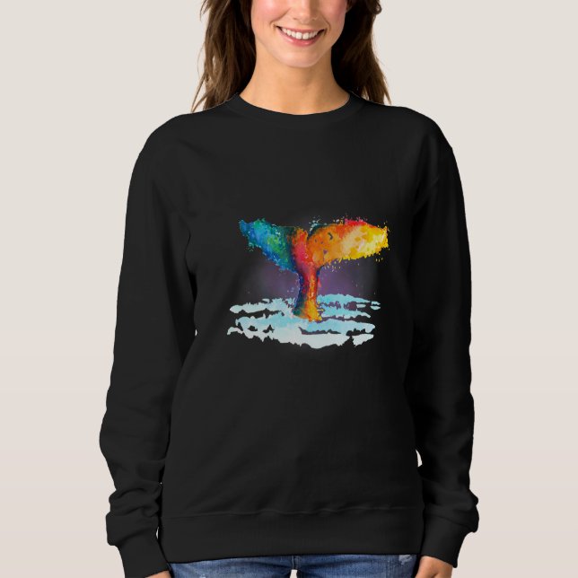 Sweatshirt Queue de baleine aquarelle fantaisie mythique myst (Devant)