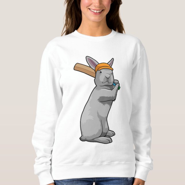 Sweatshirt Rabbit au cricket avec chauve-souris de cricket (Devant)