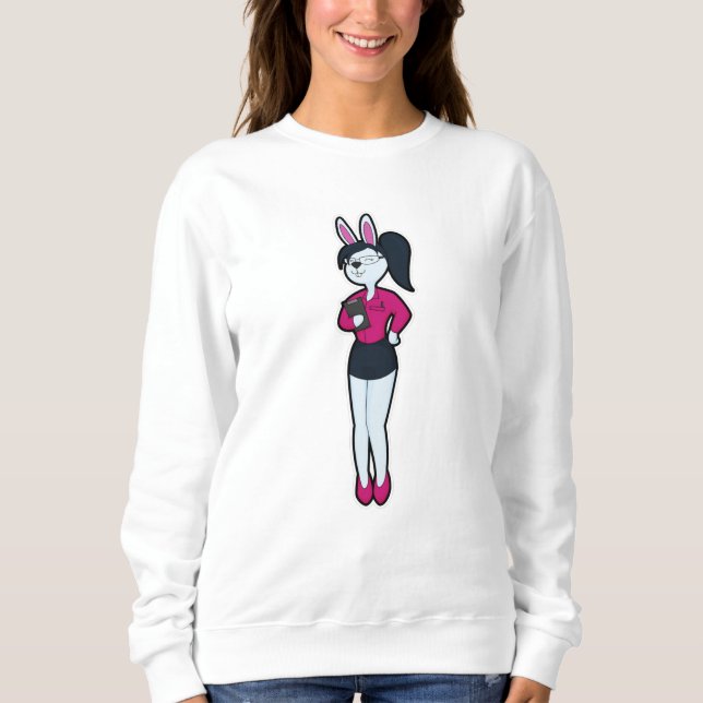 Sweatshirt Rabbit en tant que secrétaire avec Bloc-notes et l (Devant)
