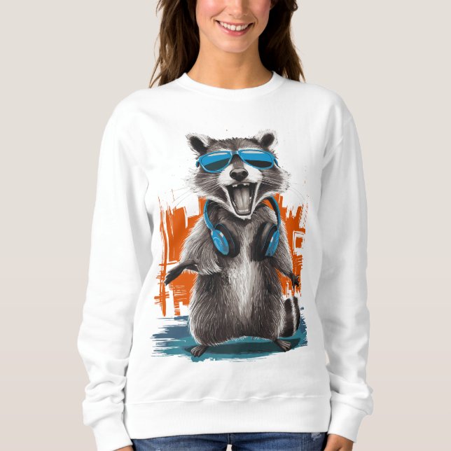 Sweatshirt Raccoon cool avec casque (Devant)