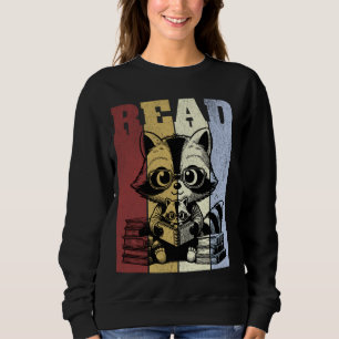 Sweatshirt Raccoon Lecture Livres Aimer Animaux Vintage Libra