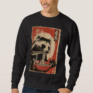 Sweatshirt Raccoon mangeant des nouilles Ramen japonais Bois