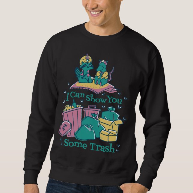 Sweatshirt Raccoon Rat Funny Flying Carpet Trash Garbage (Devant)