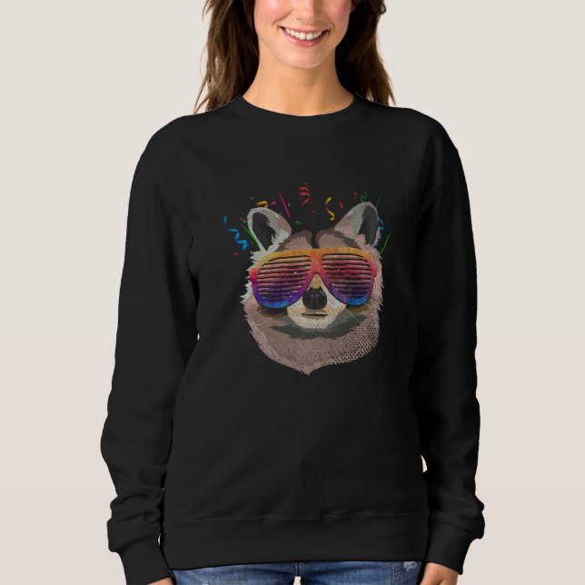 Sweatshirt Raccoon Sunglasses Trash Panda Party Animal Funny  (Devant)