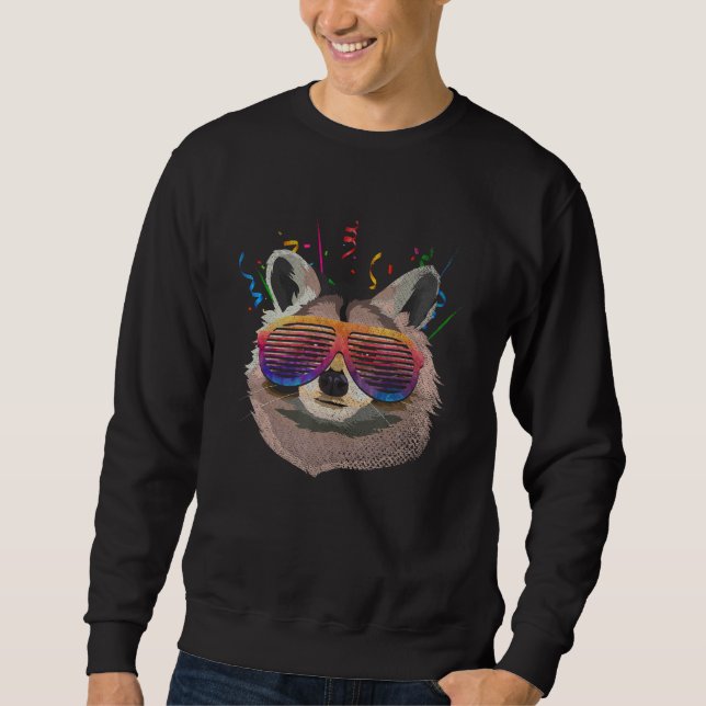 Sweatshirt Raccoon Sunglasses Trash Panda Party Animal Funny  (Devant)