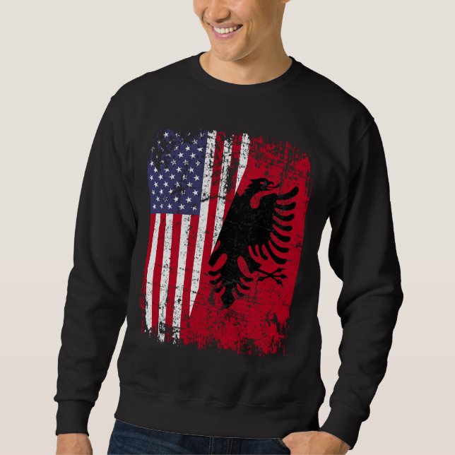 Sweatshirt RACINE ALBANAISE Aigle rouge demi-américain ALBANI (Devant)