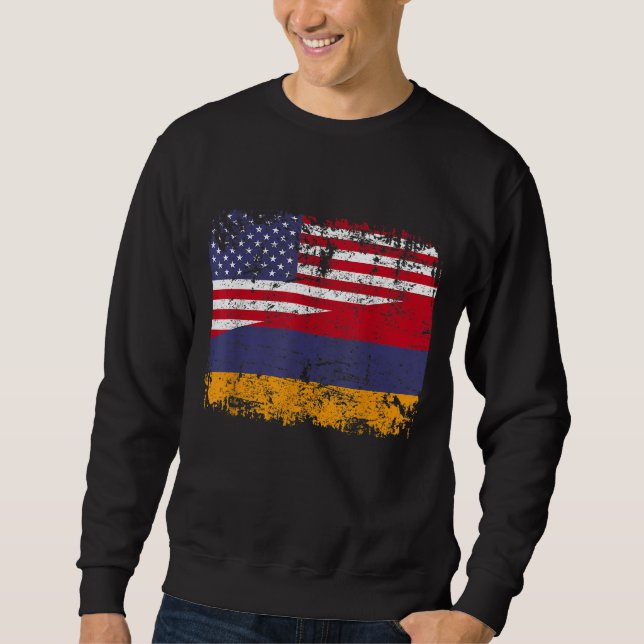 Sweatshirt RACINE ARMÉNIENNE Drapeau semi-américain USA DRAPE (Devant)