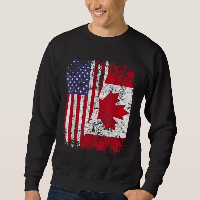 Sweatshirt RACINE CANADIENNE Drapeau semi-américain CANADA (Devant)