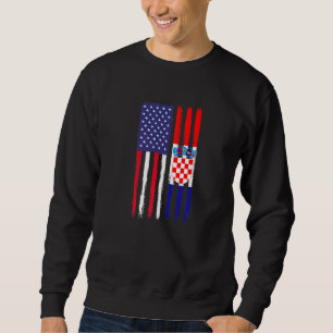 Sweatshirt Racines croates Drapeau semi-américain Croati patr