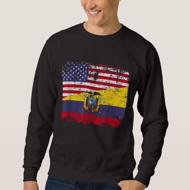 Sweatshirt RACINES ÉQUATORIENNES Drapeau semi-américain ÉQUAT (Devant)