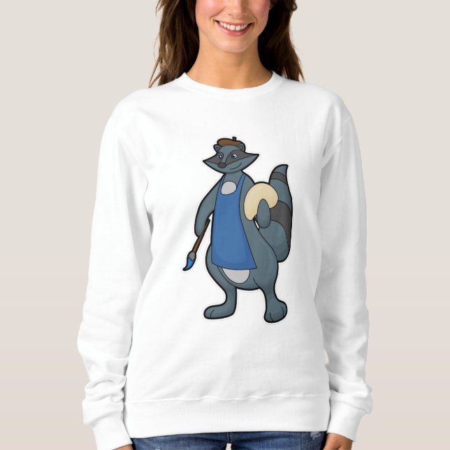 Sweatshirt Racon comme peintre avec pinceau (Devant)