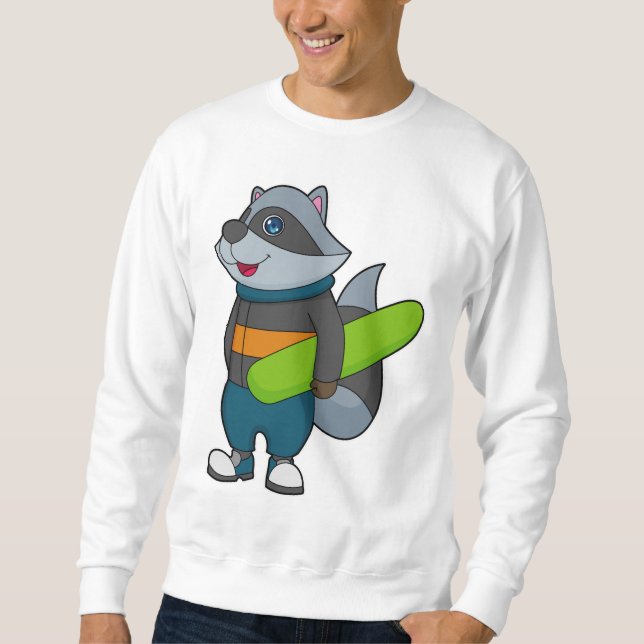 Sweatshirt Racoon as Snowboarder avec snowboard (Devant)