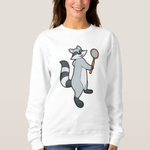Sweatshirt Racoon comme joueur de tennis avec raquette de ten