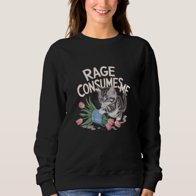 Sweatshirt Rage me consomme fleur de chats mal graphique (Devant)