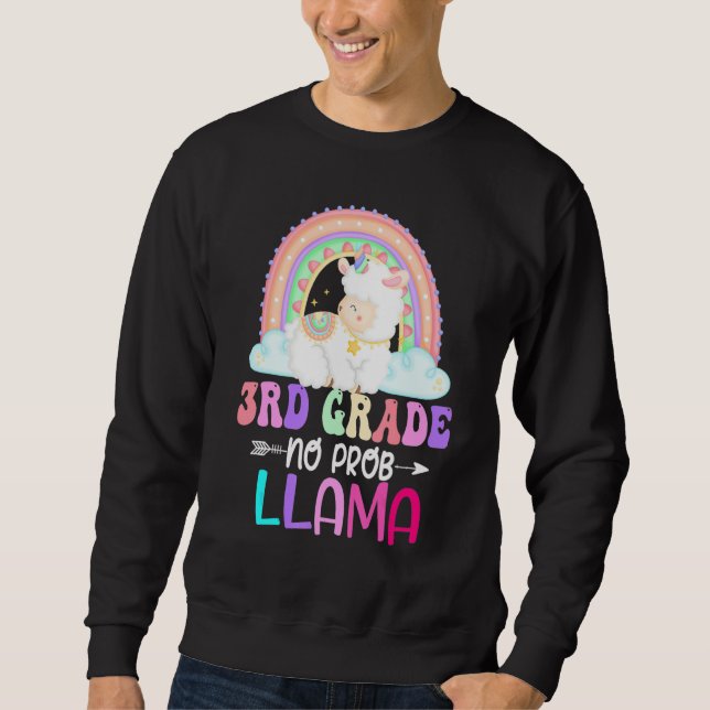 Sweatshirt Rainbow 3rd Grade No Prob Llama 100th Day of Schoo (Devant)