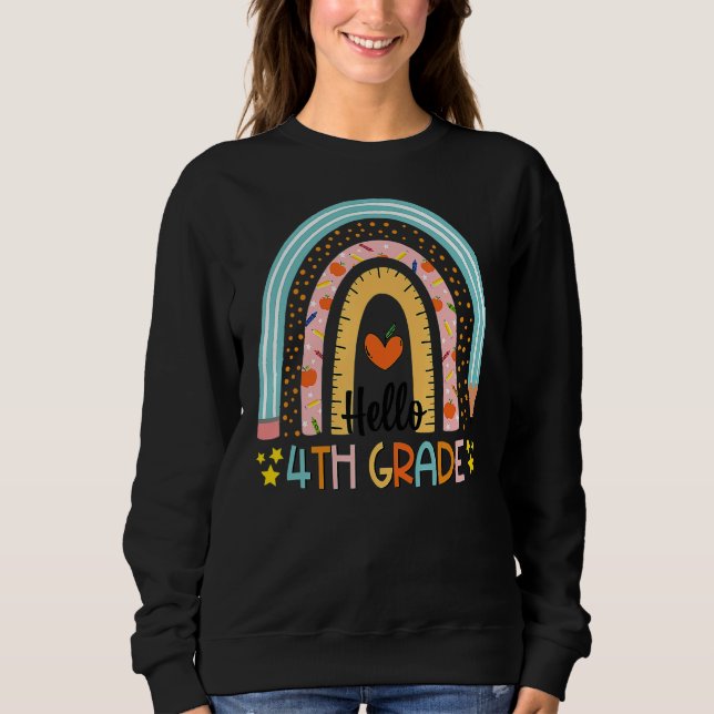 Sweatshirt Rainbow Bonjour 4e année Enseignant de 4e année Pr (Devant)