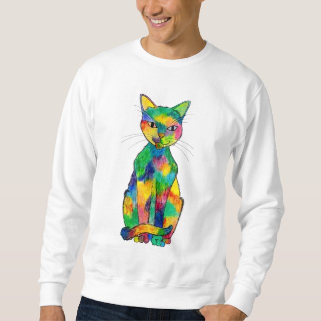 Sweatshirt Rainbow Cat (Devant)