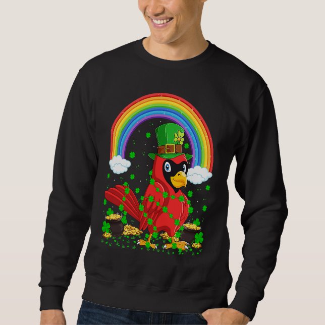Sweatshirt Rainbow Irish Shamrock Cardinal Bird St Patrick's  (Devant)