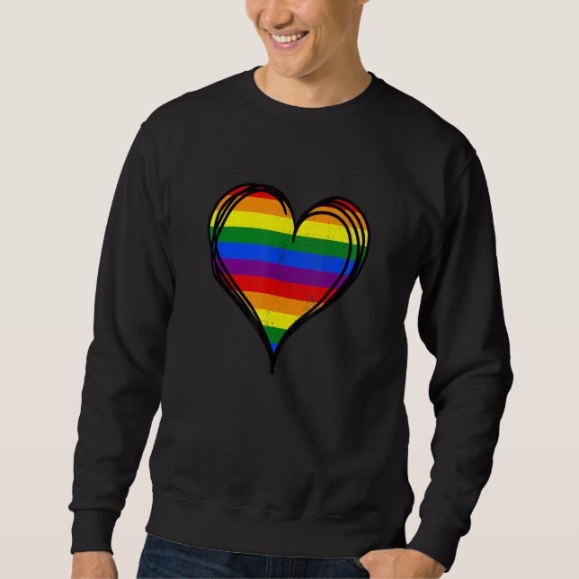 Sweatshirt Rainbow LGBTQ Heart Pride Awareness Month Gay Lesb (Devant)
