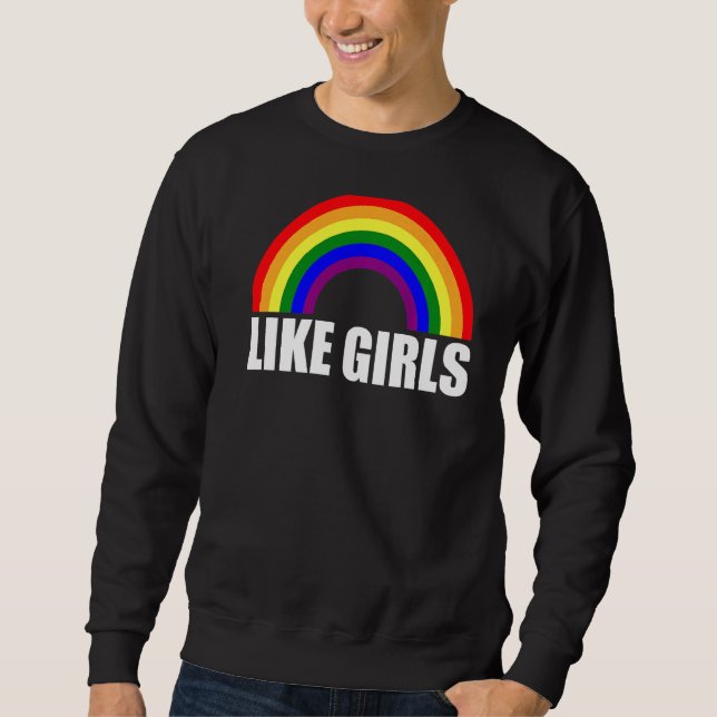Sweatshirt Rainbow Like Girls Lesbian Premium (Devant)