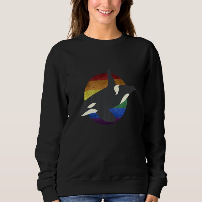 Sweatshirt Rainbow Orca Killer Whale Earth Activist Marine Bi (Devant)
