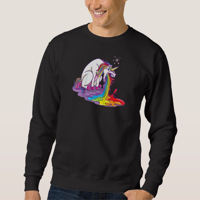 Sweatshirt Rainbow Puke Vomi Magical Unicorn Puking Rainbows (Devant)