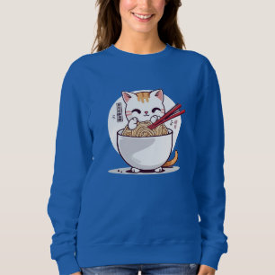 Sweatshirt Ramen Chat Manger des nouilles Design T-shirt