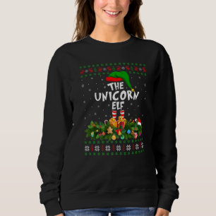 Sweatshirt Rapprocher Famille laid L'elfe de la licorne Noël