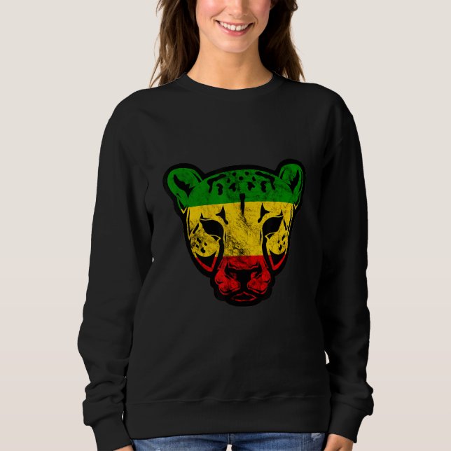 Sweatshirt Rasta Reggae Ceetah Jamaican Pride Hip rastafarian (Devant)