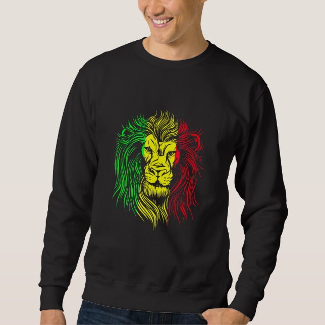 Sweatshirt Rastafarian Lion Mandala Reggae Music Jamaïque Ras (Devant)