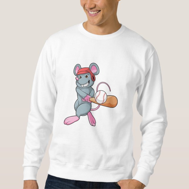 Sweatshirt Rat au baseball avec batte et casque de baseball (Devant)