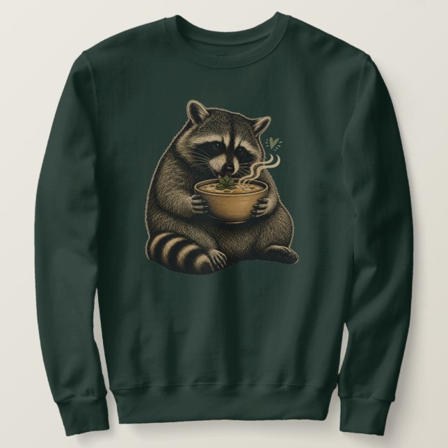 Sweatshirt Raton laveur drôle buvant de la soupe chaude (Design devant)