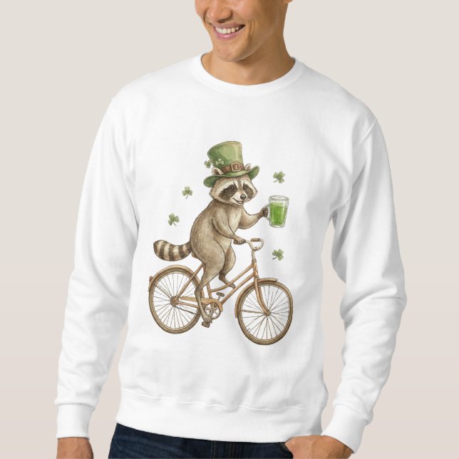 Sweatshirt Raton laveur drôle, jour de la Saint-Patrick trèfl (Devant)