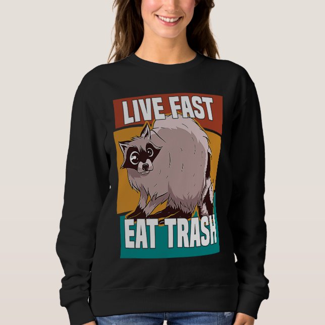 Sweatshirt Raton laveur mange détritus rue chat (Devant)