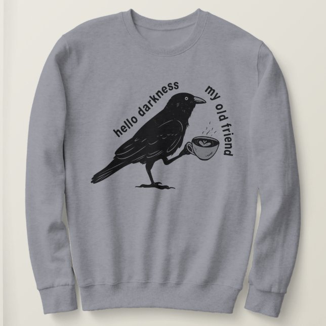 Sweatshirt Raven Crow Coffee automne | Nevermore Poe Gothique (Design devant)