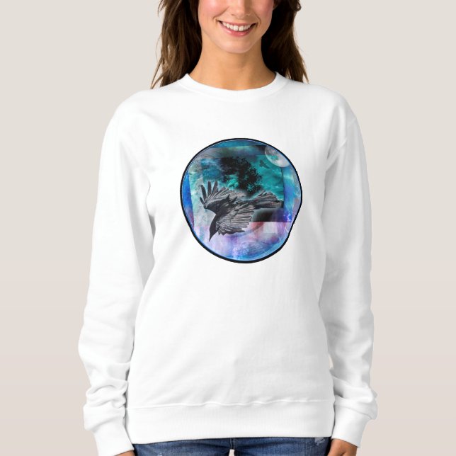 SWEATSHIRT RAVEN FULL MOON NIGHT FLIGHT (Devant)