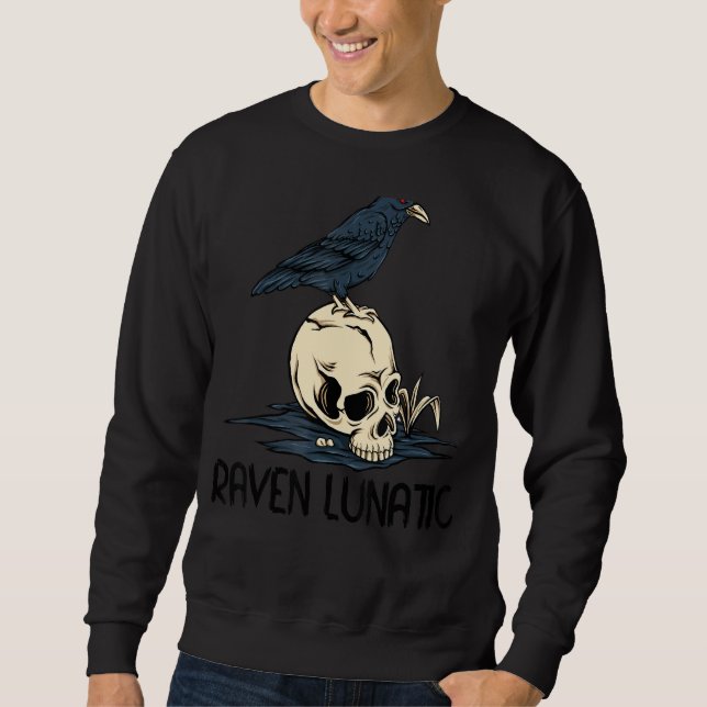 Sweatshirt Raven Lunatic Fun Bird Skull Goth Gothic Halloween (Devant)