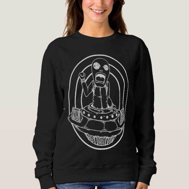Sweatshirt Raver Techno DJ Alien Vinyle (Devant)