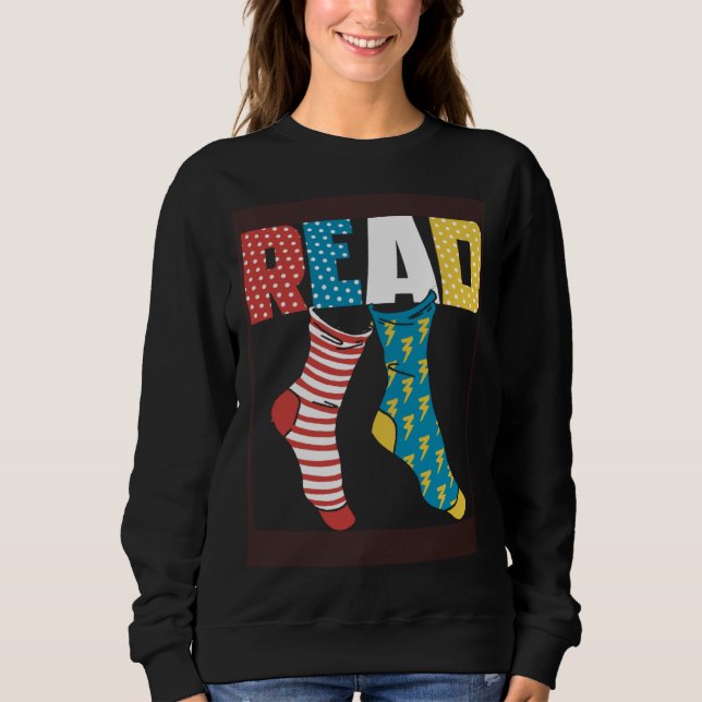 Sweatshirt Read Books Wacky Socks Reading Teacher Book Nerds (Devant)