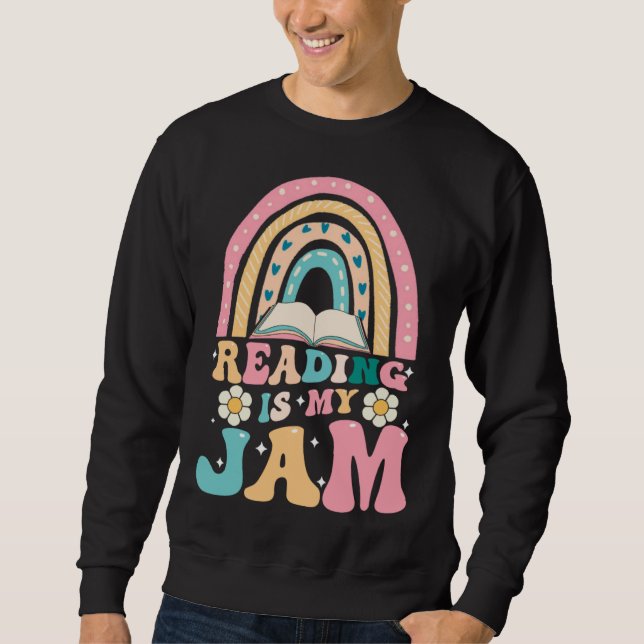 Sweatshirt Reading is my Jam Rainbow Cute Teacher Librarian (Devant)