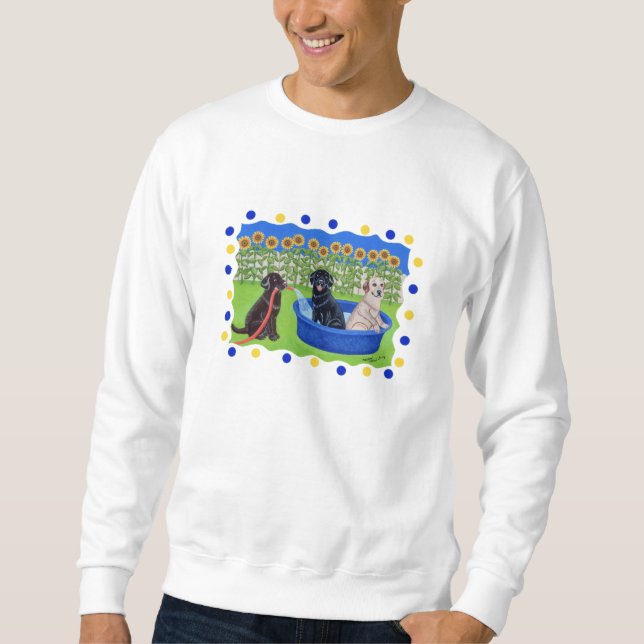 Sweatshirt Réception au bord de la piscine drôle Labradors (Devant)