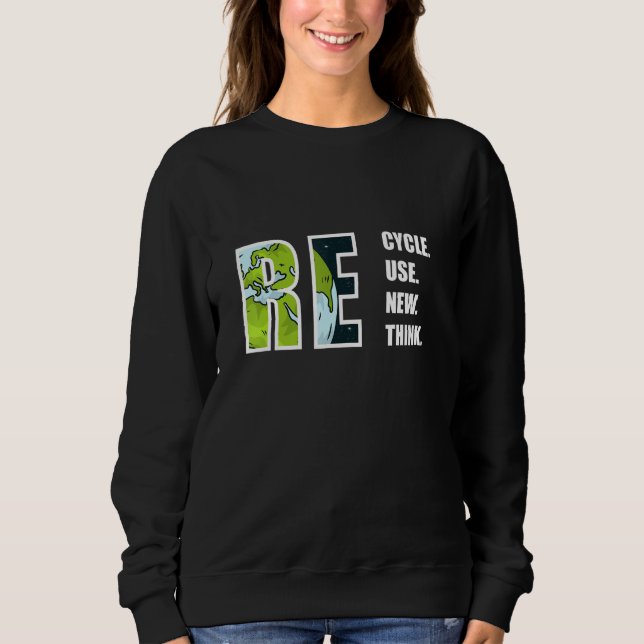 Sweatshirt Recycler, Réutiliser, Renouveler, Repenser Earthda (Devant)