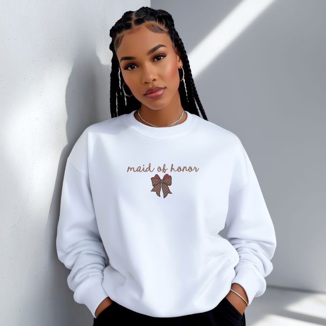 Sweatshirt Red + Brown Checkered Bow MAID OF HONOR (Créateur téléchargé)