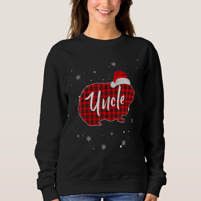Sweatshirt Red Buffalo Plaid Christmas Guinea Pig Uncle Xmas  (Devant)