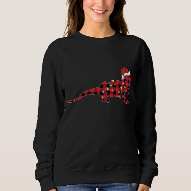 Sweatshirt Red Buffalo Plaid Santa Hat Beared Dragon Christm (Devant)